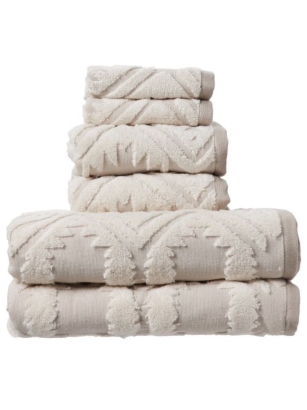 Pendleton Turkish Cotton Zero Twist Jacquard White Sands Towel Set - 6-Pack